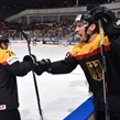 ST. PETERSBURG, RUSSIA - MAY 13: Germany's Dominik Kahun #74 high fives Patrick Reimer #37 after a first period goal during preliminary round action at the 2016 IIHF Ice Hockey World Championship. (Photo by Minas Panagiotakis/HHOF-IIHF Images)
ST. PETERSBURG, RUSSIA - MAY 13: Germany's Dominik Kahun #74 high fives Patrick Reimer #37 after a first period goal during preliminary round action at the 2016 IIHF Ice Hockey World Championship. (Photo by Minas Panagiotakis/HHOF-IIHF Images)